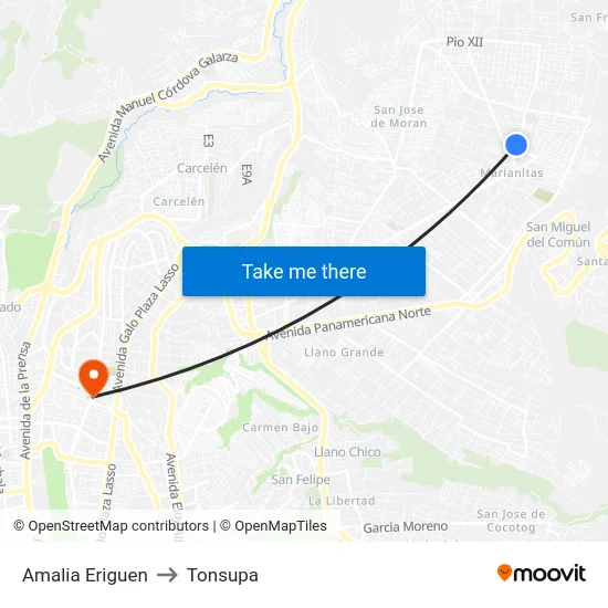 Amalia Eriguen to Tonsupa map