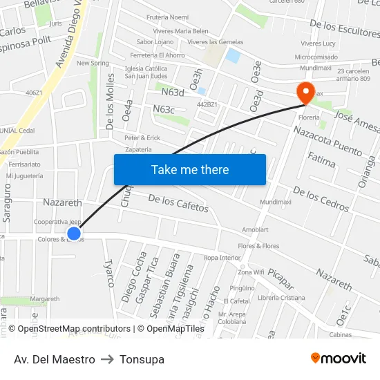 Av. Del Maestro to Tonsupa map