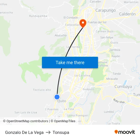 Gonzalo De La Vega to Tonsupa map