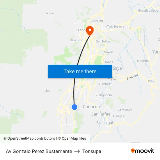 Av Gonzalo Perez Bustamante to Tonsupa map