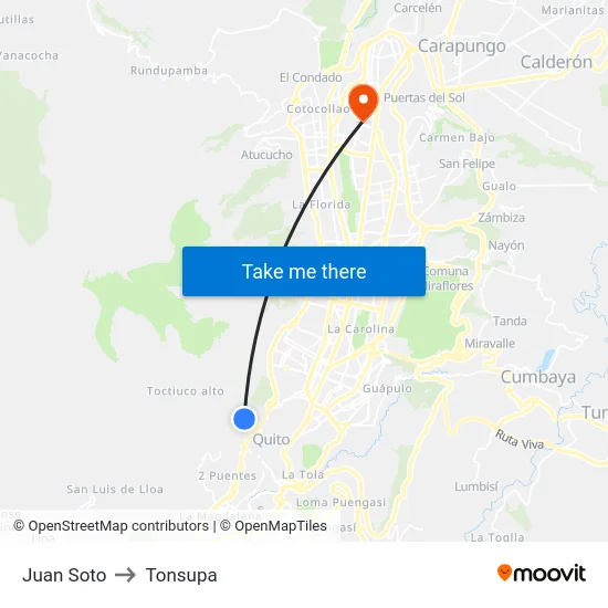 Juan Soto to Tonsupa map