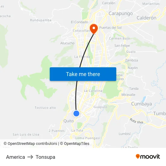 America to Tonsupa map