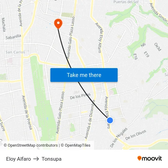 Eloy Alfaro to Tonsupa map