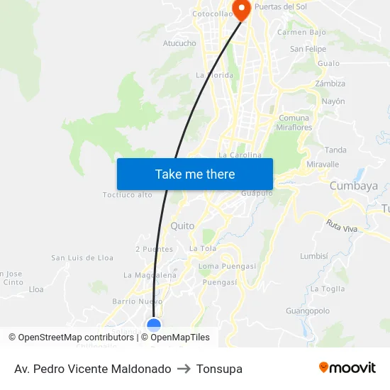 Av. Pedro Vicente Maldonado to Tonsupa map
