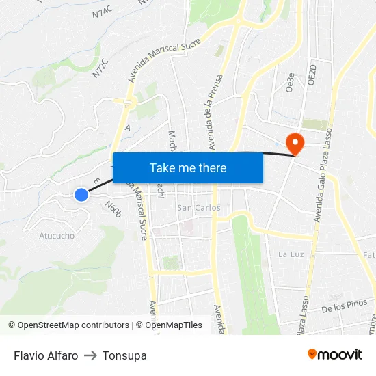 Flavio Alfaro to Tonsupa map