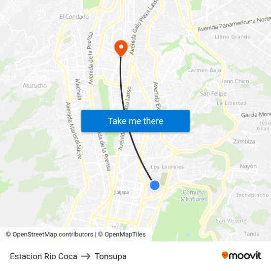 Estacion Rio Coca to Tonsupa map