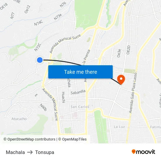 Machala to Tonsupa map