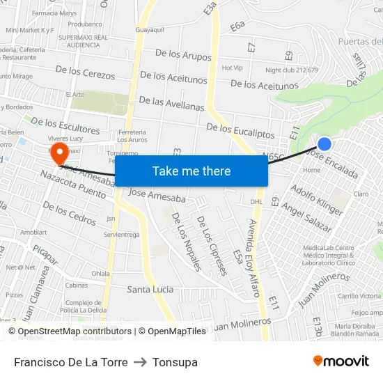 Francisco De La Torre to Tonsupa map