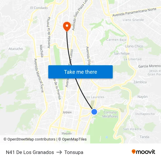 N41 De Los Granados to Tonsupa map