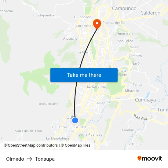 Olmedo to Tonsupa map