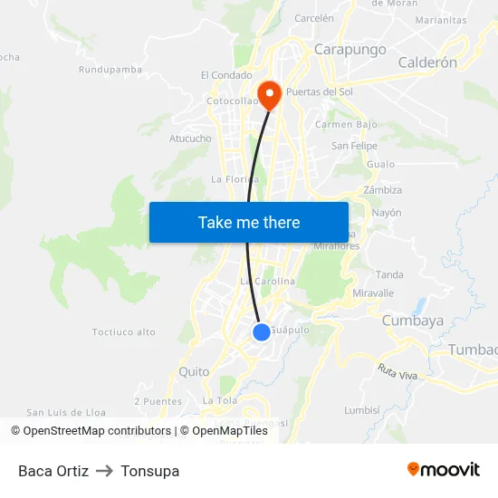 Baca Ortiz to Tonsupa map