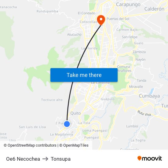 Oe6 Necochea to Tonsupa map