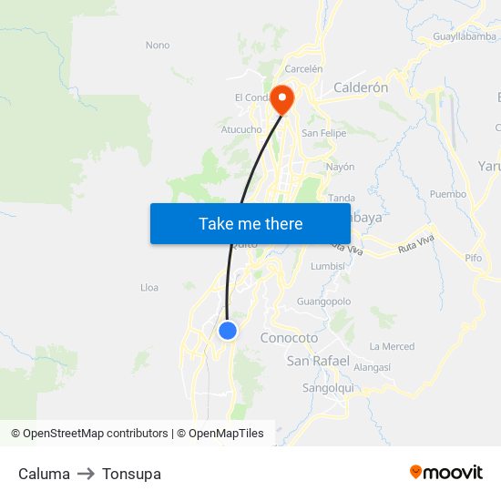 Caluma to Tonsupa map