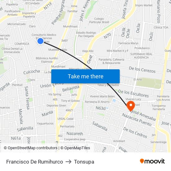 Francisco De Rumihurco to Tonsupa map