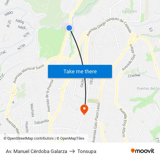 Av. Manuel Cërdoba Galarza to Tonsupa map