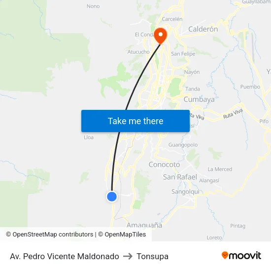 Av. Pedro Vicente Maldonado to Tonsupa map