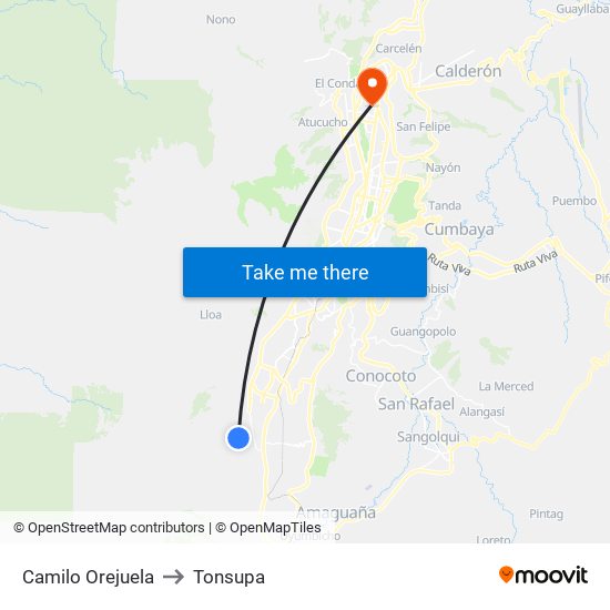 Camilo Orejuela to Tonsupa map