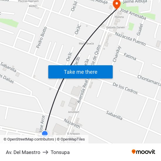 Av. Del Maestro to Tonsupa map