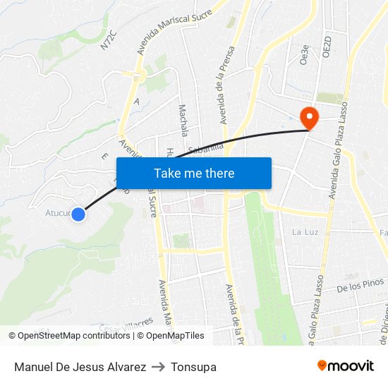 Manuel De Jesus Alvarez to Tonsupa map