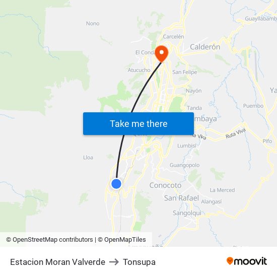 Estacion Moran Valverde to Tonsupa map