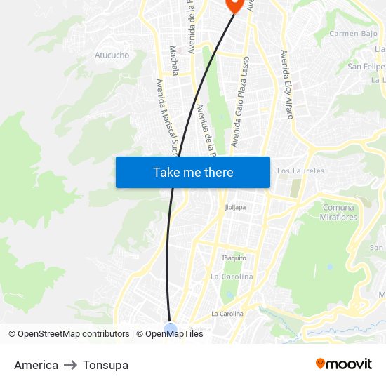 America to Tonsupa map