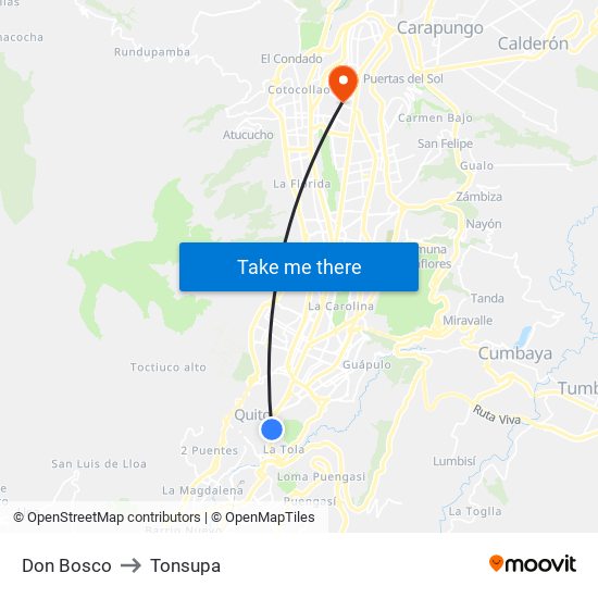 Don Bosco to Tonsupa map