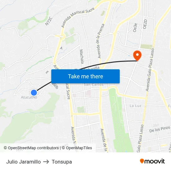 Julio Jaramillo to Tonsupa map