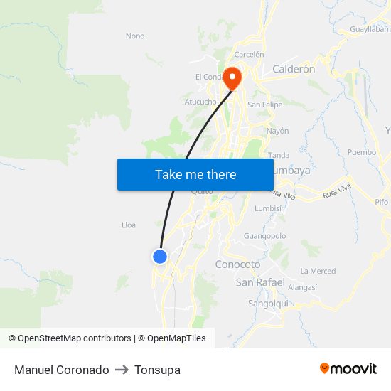 Manuel Coronado to Tonsupa map