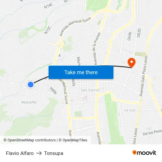 Flavio Alfaro to Tonsupa map