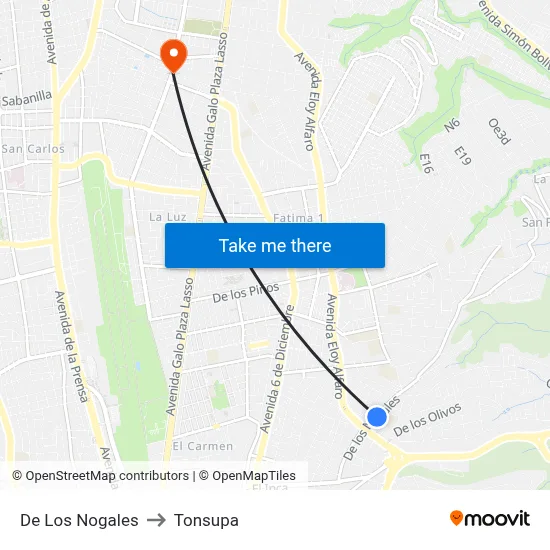 De Los Nogales to Tonsupa map
