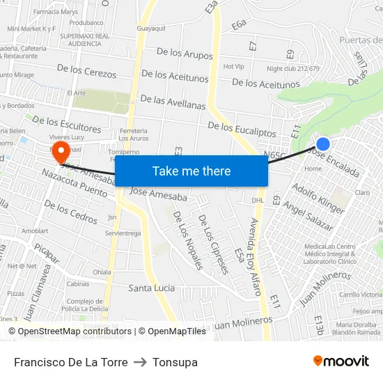 Francisco De La Torre to Tonsupa map