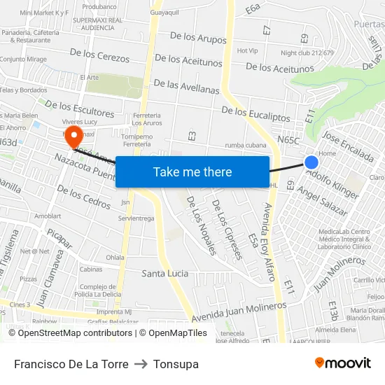 Francisco De La Torre to Tonsupa map