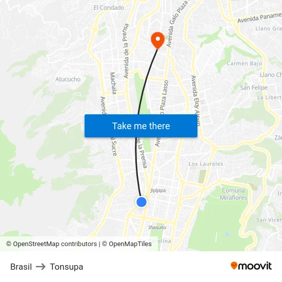 Brasil to Tonsupa map