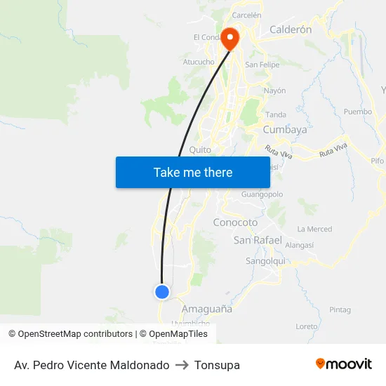 Av. Pedro Vicente Maldonado to Tonsupa map