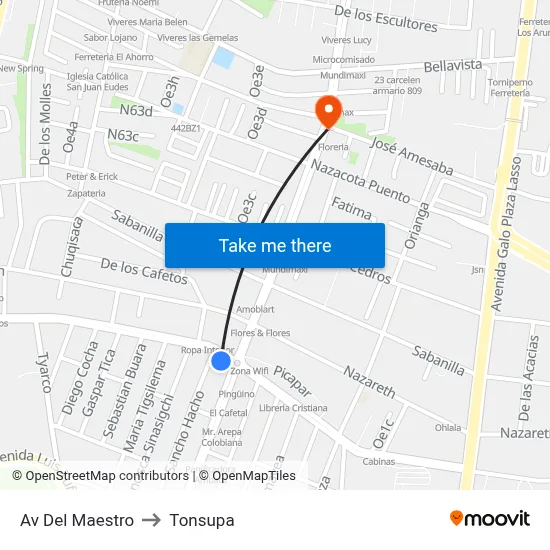 Av Del Maestro to Tonsupa map