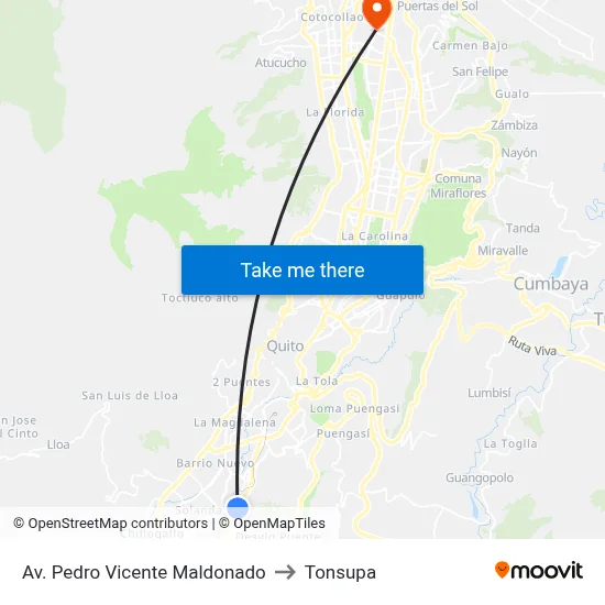 Av. Pedro Vicente Maldonado to Tonsupa map