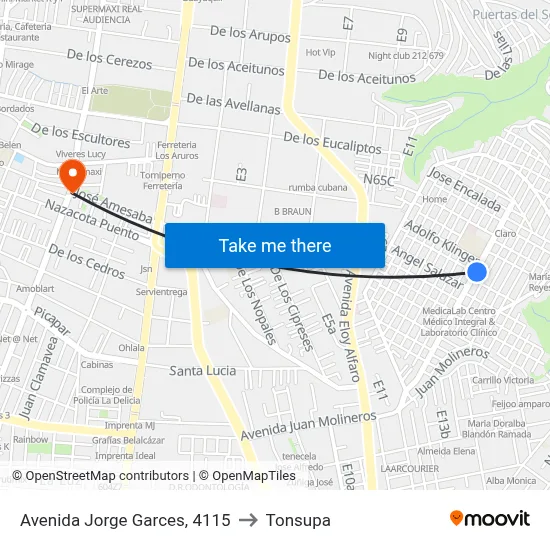 Avenida Jorge Garces, 4115 to Tonsupa map