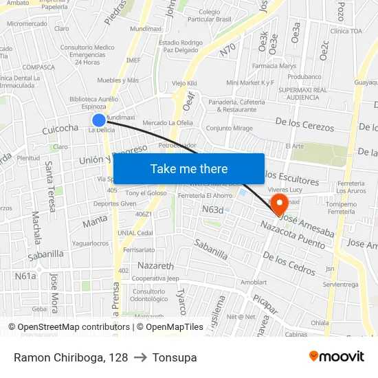 Ramon Chiriboga, 128 to Tonsupa map