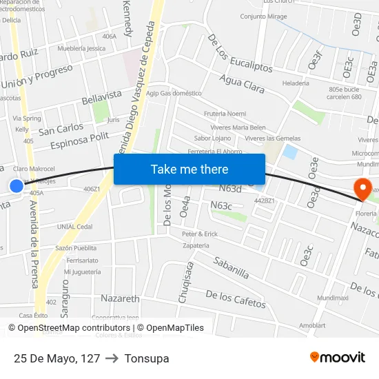 25 De Mayo, 127 to Tonsupa map