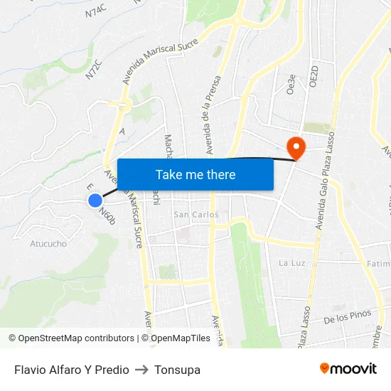 Flavio Alfaro Y Predio to Tonsupa map