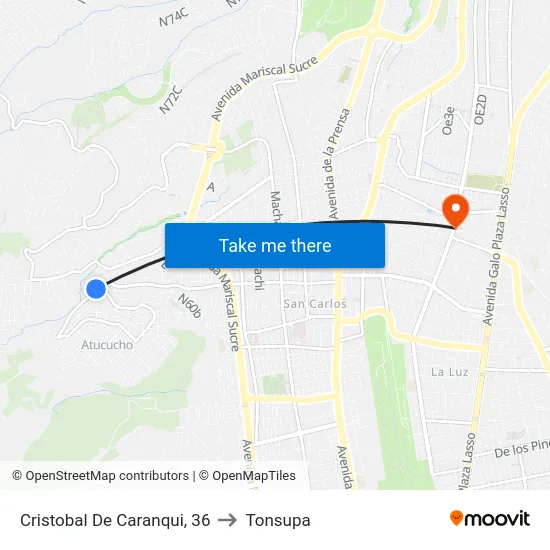 Cristobal De Caranqui, 36 to Tonsupa map