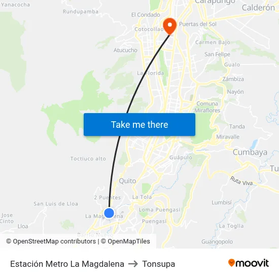 Estación Metro La Magdalena to Tonsupa map