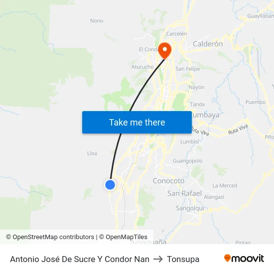 Antonio José De Sucre Y Condor Nan to Tonsupa map