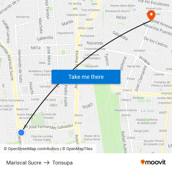 Mariscal Sucre to Tonsupa map