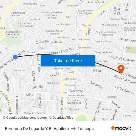 Bernardo De Legarda Y B. Aguilera to Tonsupa map