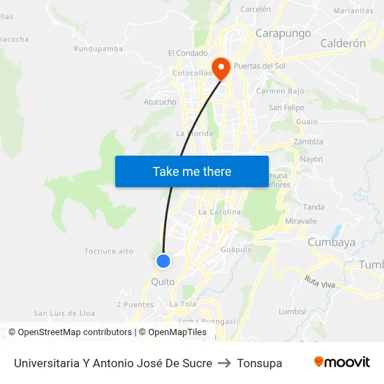 Universitaria Y Antonio José De Sucre to Tonsupa map