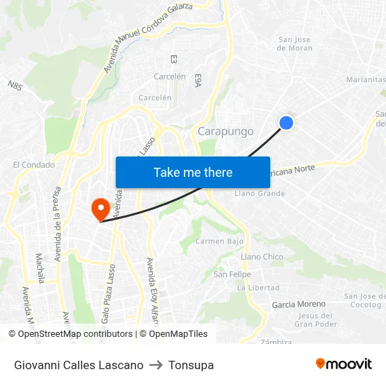 Giovanni Calles Lascano to Tonsupa map