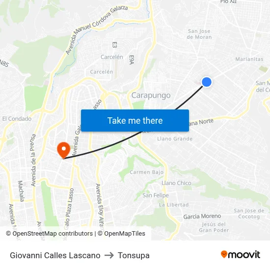 Giovanni Calles Lascano to Tonsupa map