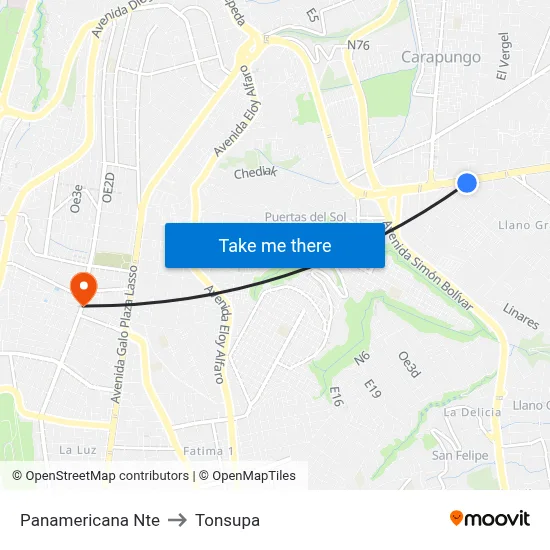 Panamericana Nte to Tonsupa map