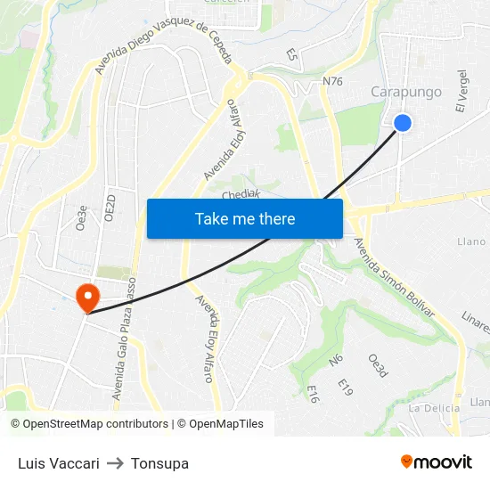 Luis Vaccari to Tonsupa map